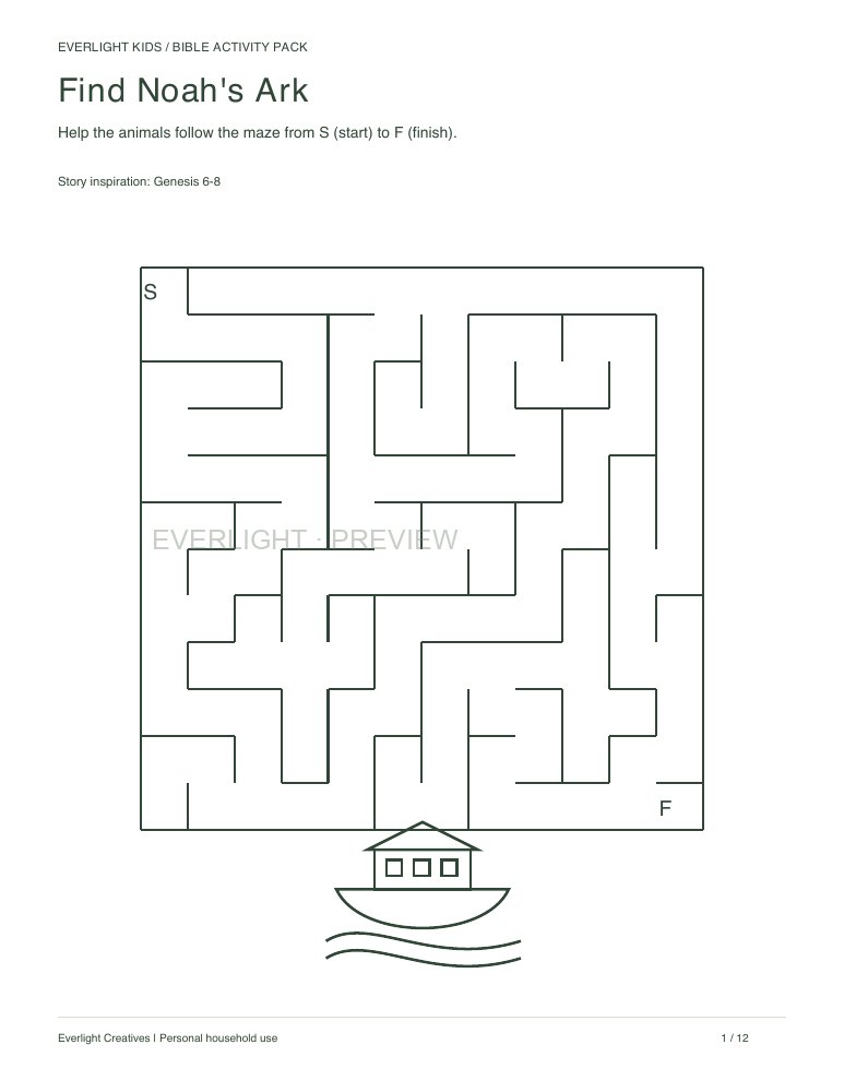 First page preview of Kids’ Bible Activity Pack — 10 Activities
